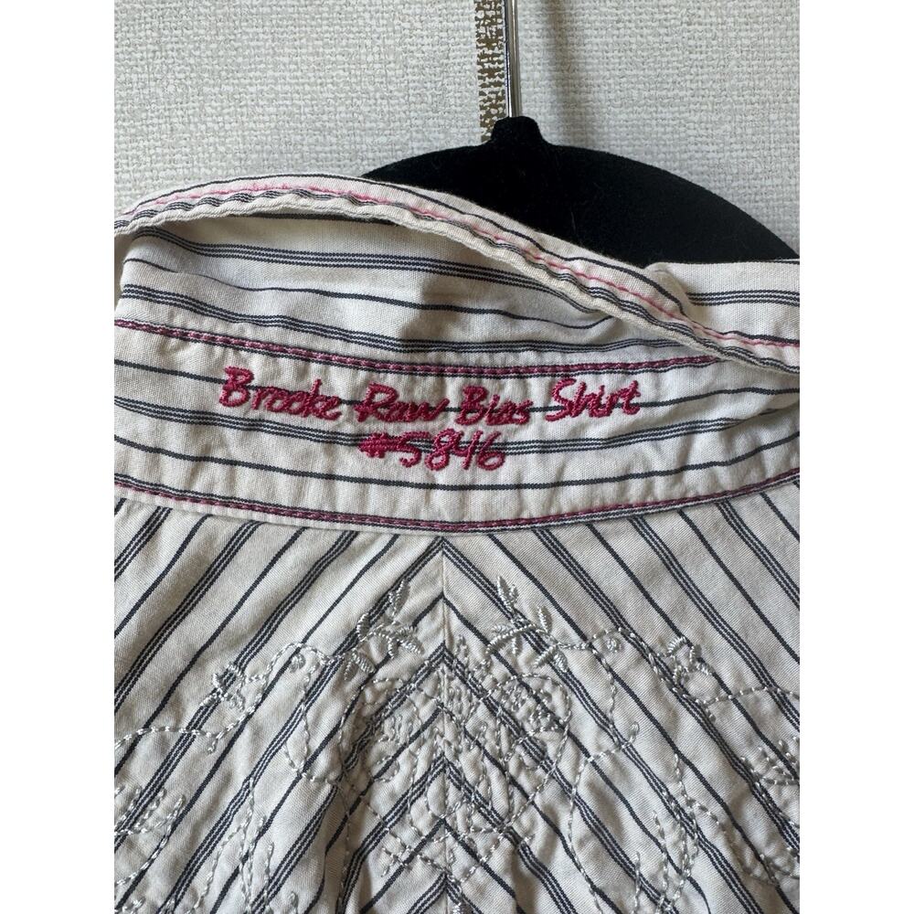 3J Workshop Johnny Was Brooke Raw Bias Button Down Shirt Medium Embroidered - Picture 8 of 12
